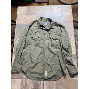 Field & Stream Mens Long Sleeve‎ Button Up Shirt Olive Green Size L Casual